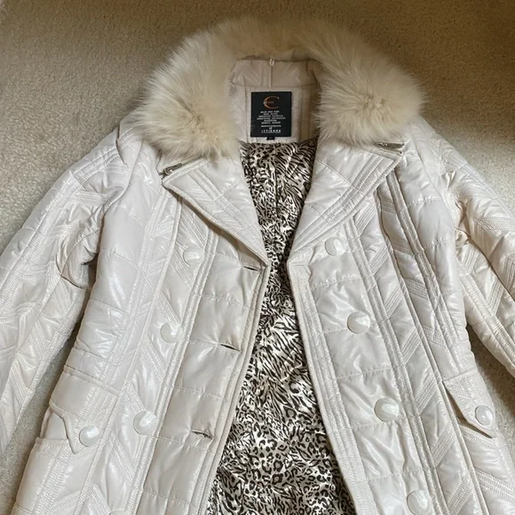 Just Cavalli quilted coat, off white, marked XL, but it’s a Medium - Picture 3 of 8